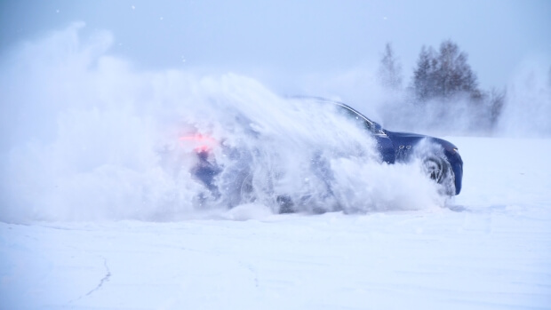 Car sliding in the snow