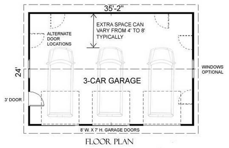 3-car garage floor plan
