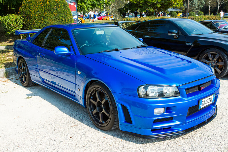 Blue Nissan Skyline GT-R R34