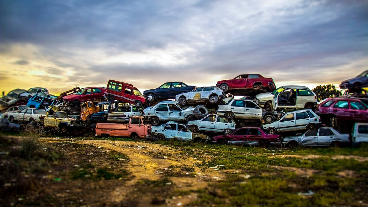 Pile of junked cars