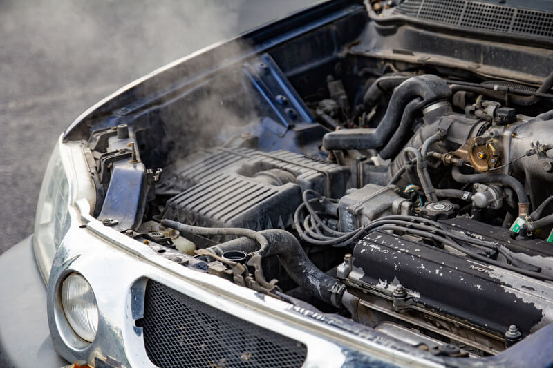 Overheating car engine