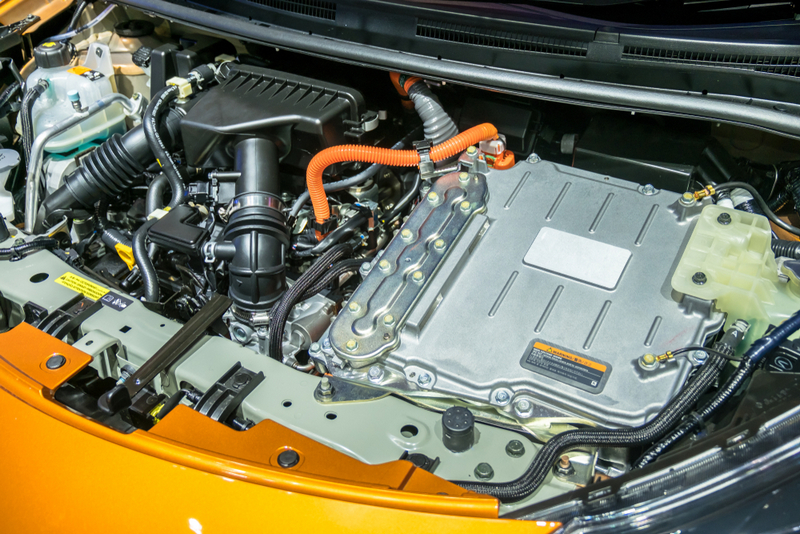 hybrid pickup truck engine bay