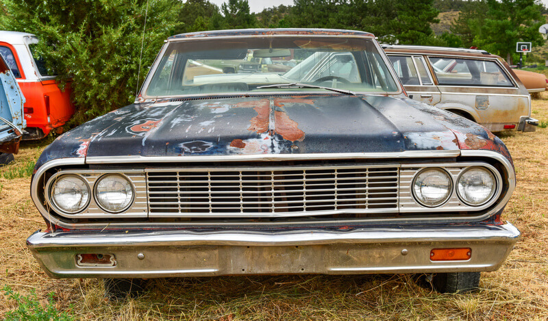 Classic car at a junkyard