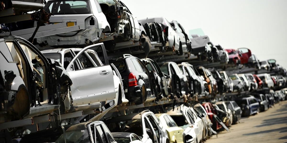 Junk cars in a junkyard