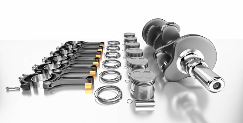 Internal components of a car engine
