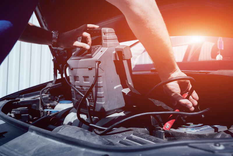 Starting a car with a booster pack