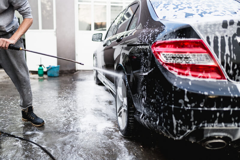 Man washing car