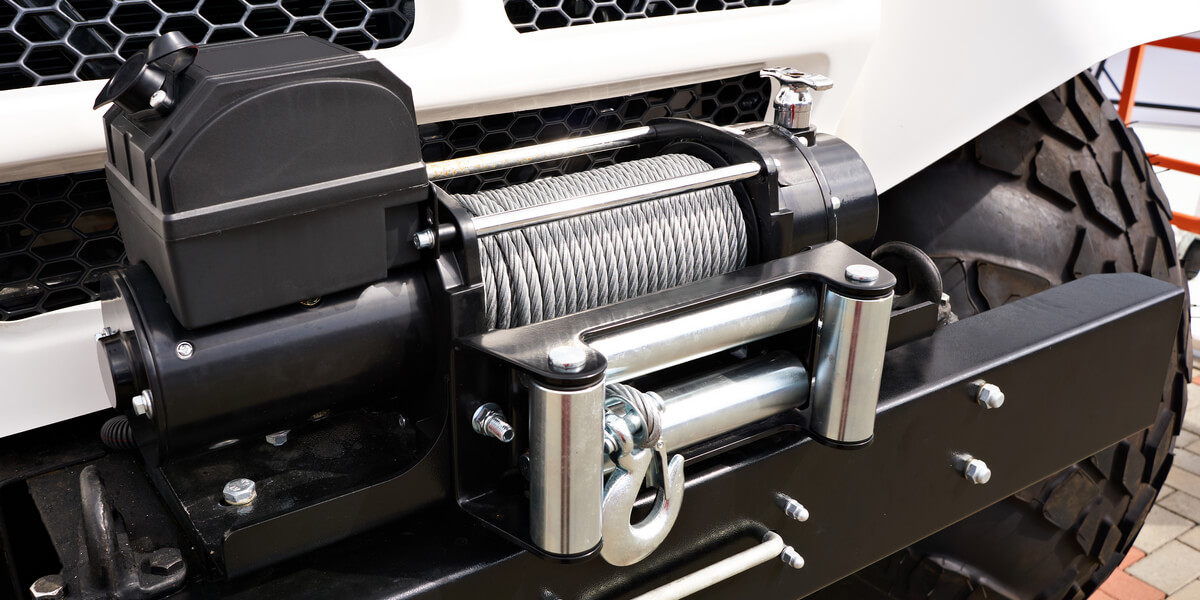 Winch installed on a white truck