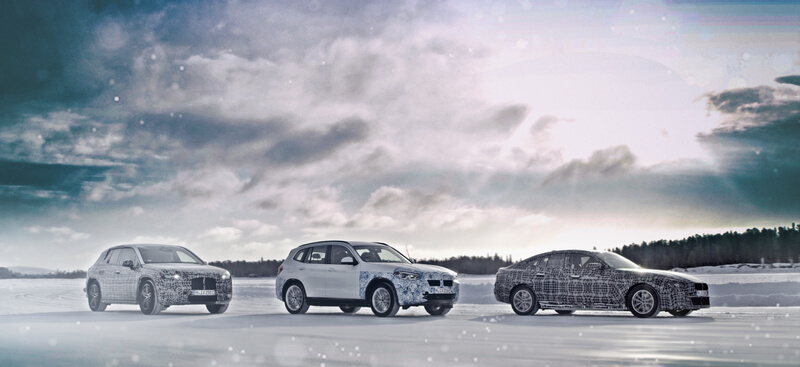 The BMW iNEXT, the BMW i4 and the BMW iX3 undergo winter trial tests