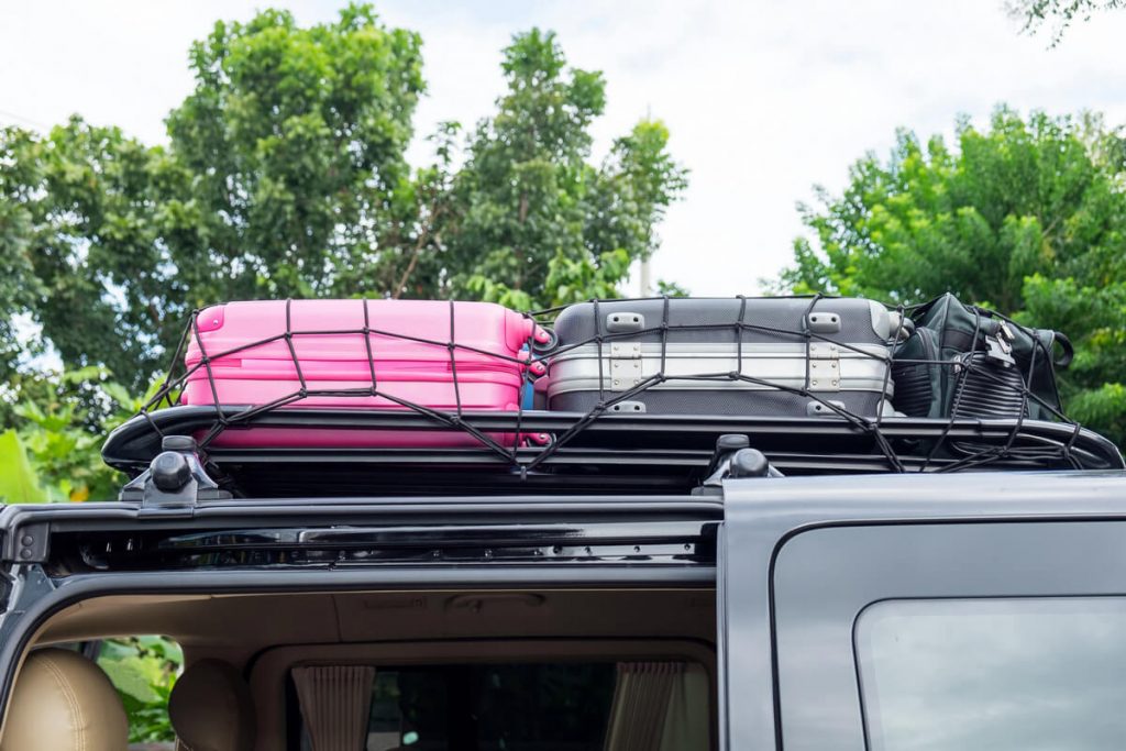Luggages on roof rack