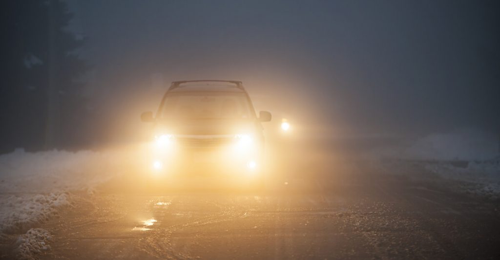 Car equipped with halogen lights