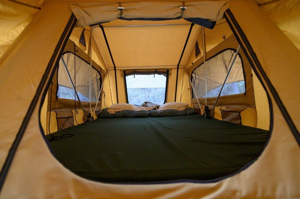 Interior of a rooftop tent