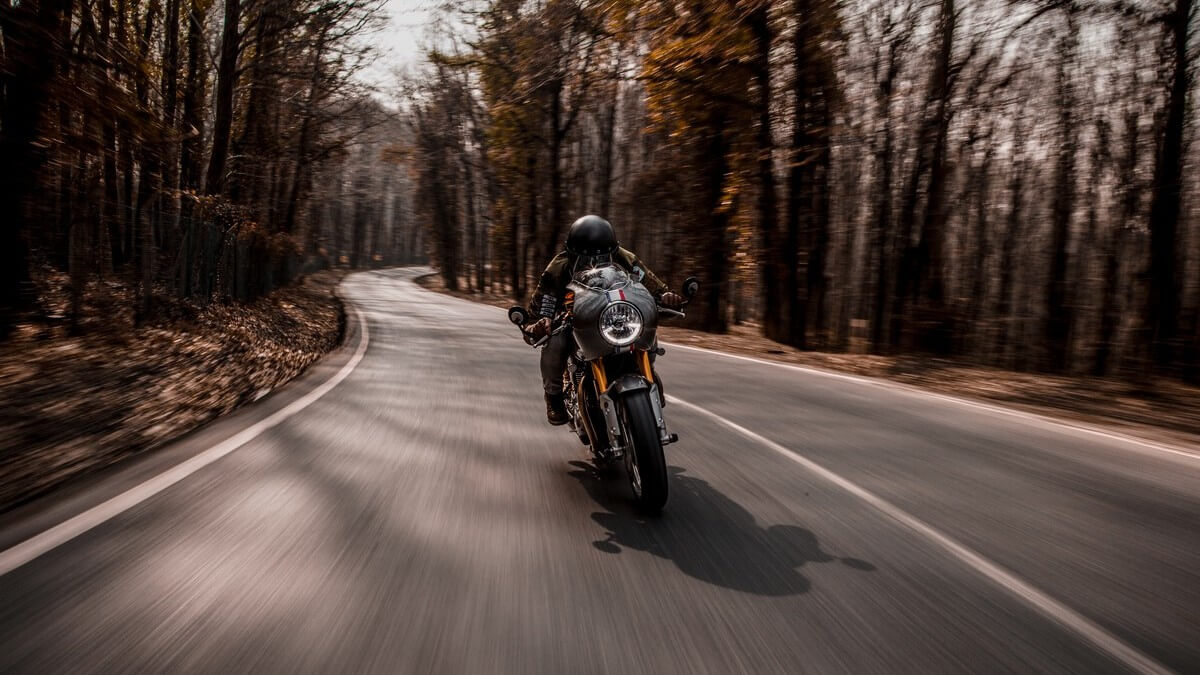 hi-tech motorcycle in the forest