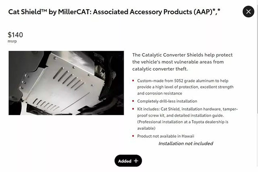 Toyota Prius catalytic converter shield