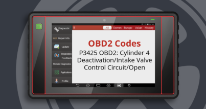 P3425 OBD2: Cylinder 4 Deactivation/Intake Valve Control Circuit/Open