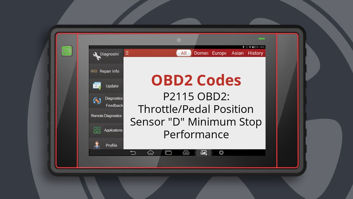 P2115 OBD2: Throttle/Pedal Position Sensor "D" Minimum Stop Performance