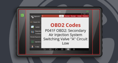 P041F OBD2: Secondary Air Injection System Switching Valve "A" Circuit Low