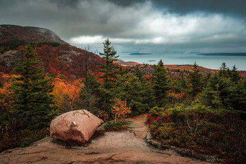 View From The Beehive Trail Hike In Acadia National Park On A Cloudy Autumn Day Wall Mural Questions & Answers
